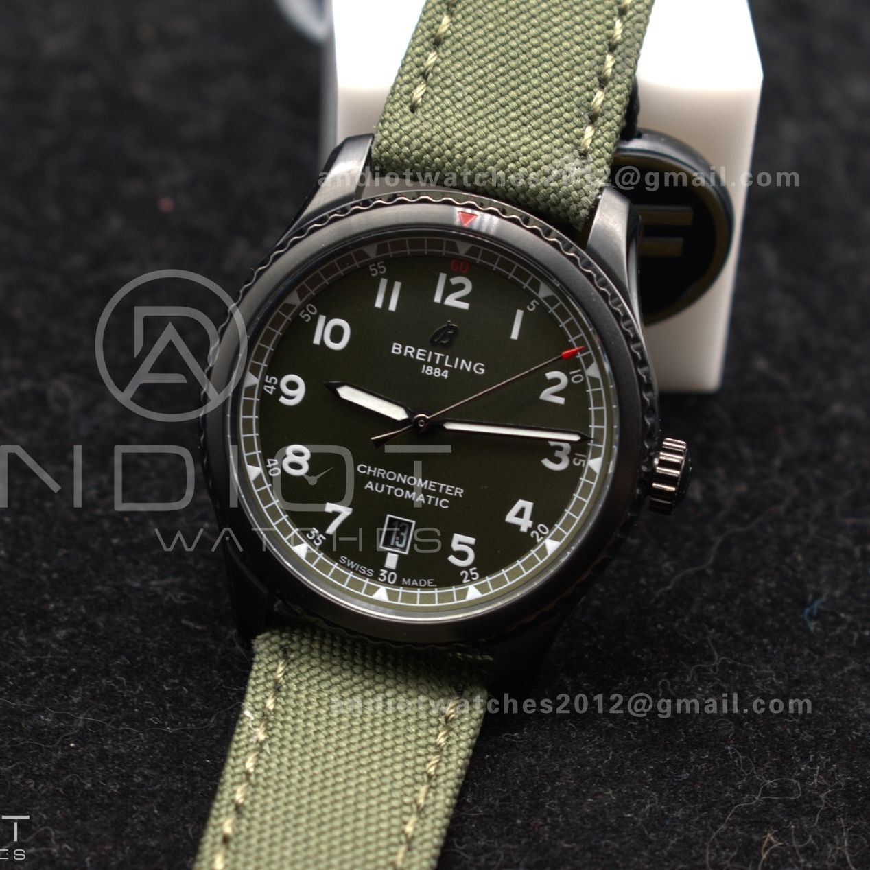 Navitimer 8 Automatic 41mm PVD TF 1:1 Best Edition Green Dial on Green Nylon Strap A2824